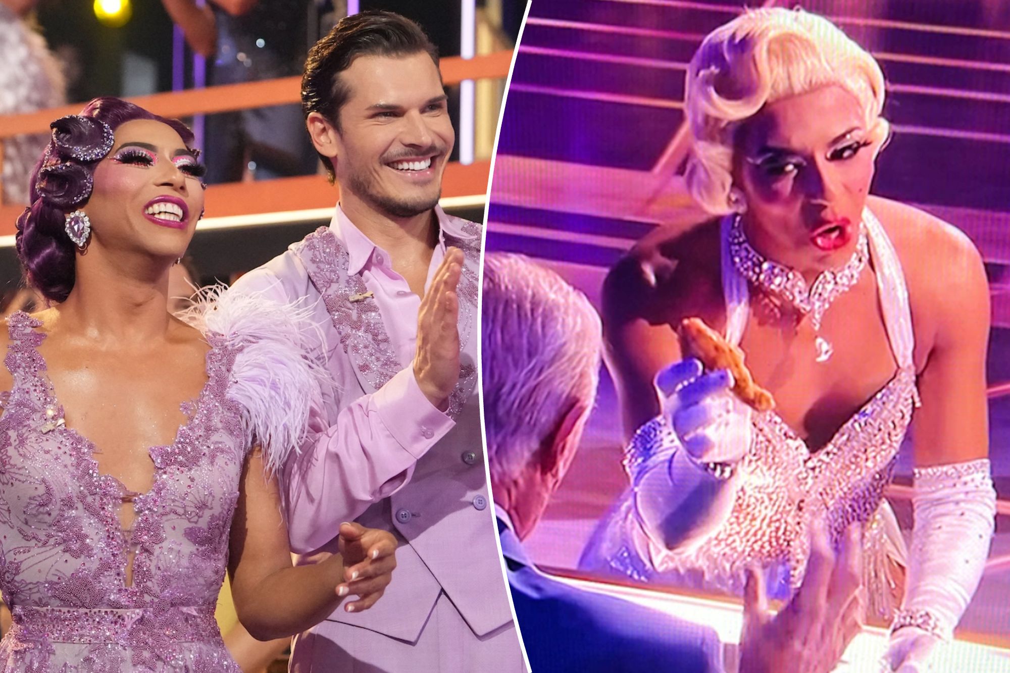 Shangela, Gleb react to acting on ‘DWTS’ with fried hen in her gown