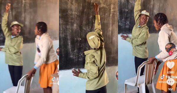 See end: Pupil gives chair to small statured corper struggling to write down on excessive board, others chortle