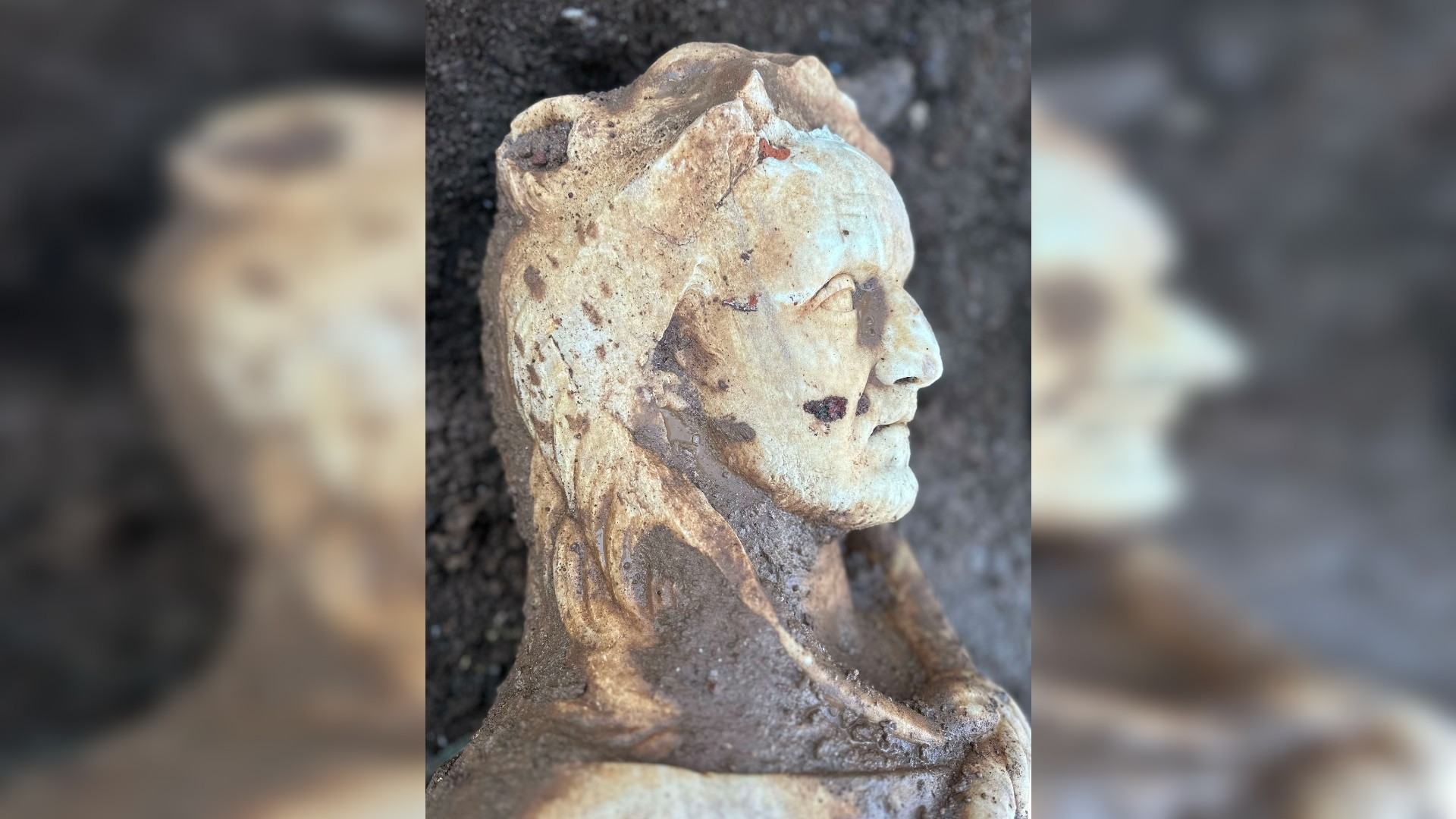 Statue of slain Roman emperor dressed as Hercules discovered close to sewer in Rome