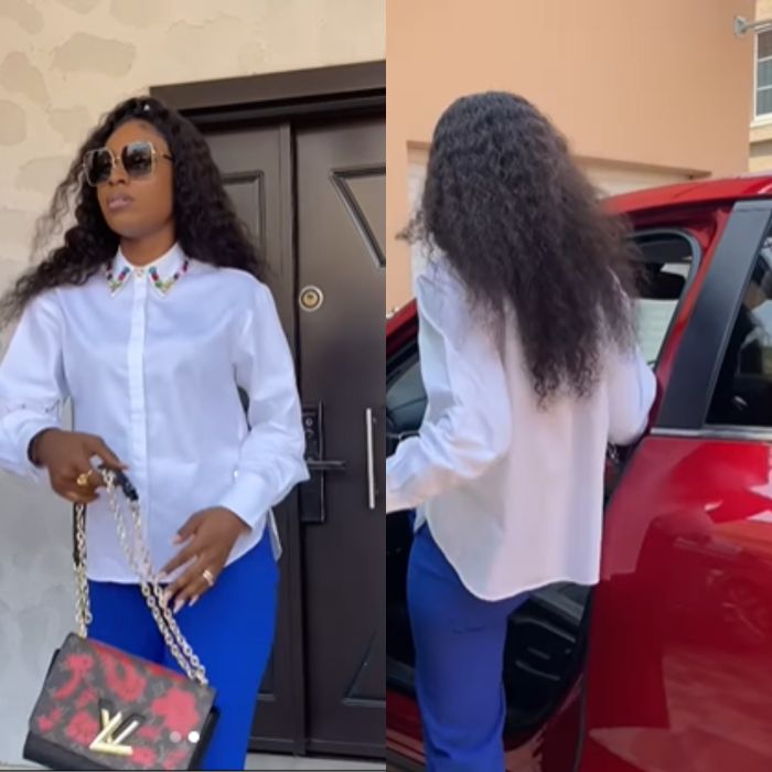 Wealthy Spouse Tracy Osei Reveals Off Wealth As She Flaunts Costly Mercedes Benz And GHC 40,000 Louis Vuitton Bag