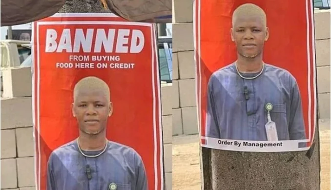 Humorous reactions as canteen bans man from consuming on credit score, prints poster