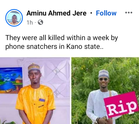 Telephone snatchers stab one other younger man to demise in Kano