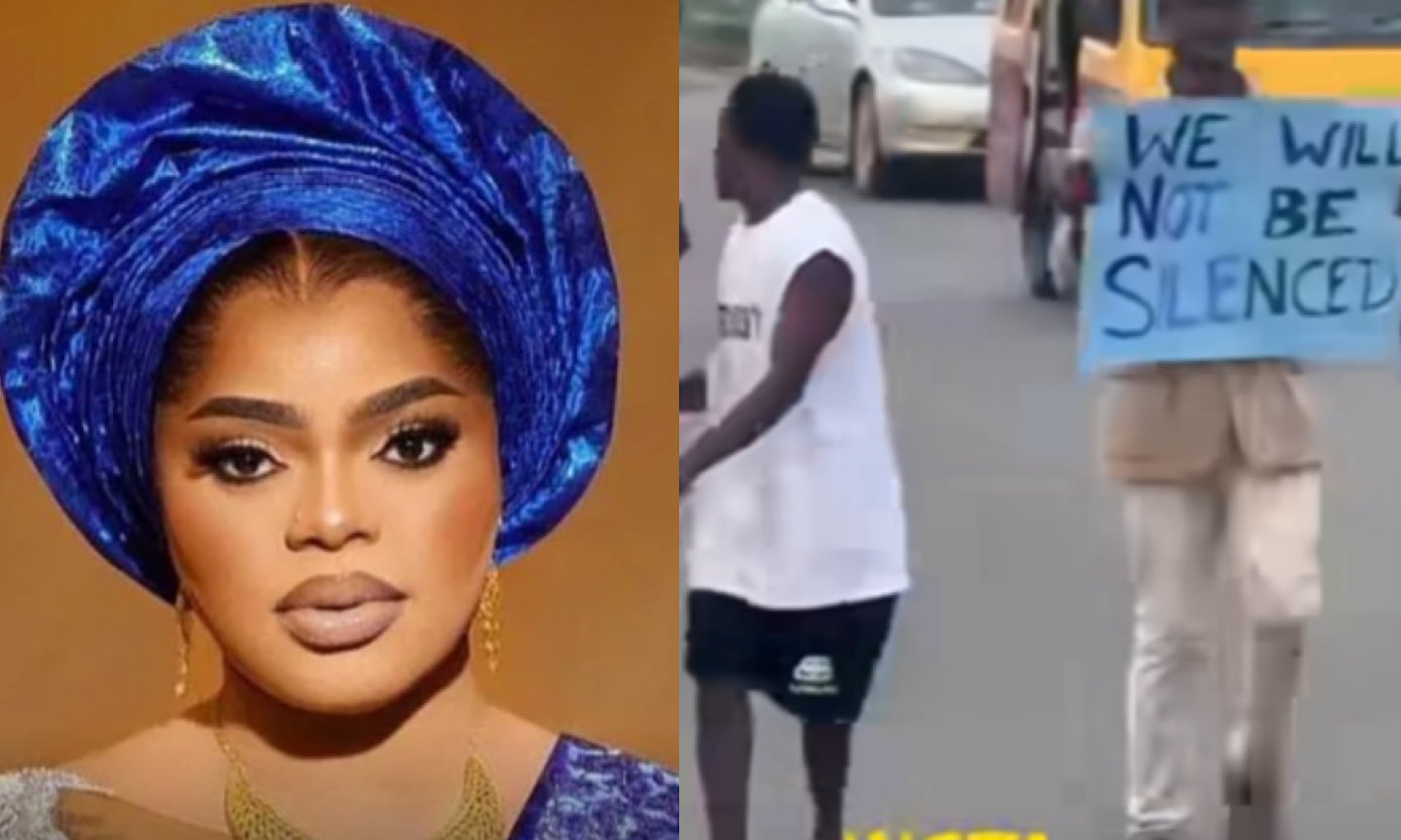 Youth stage protest in opposition to cross dresser Bobrisky in Benin, Edo State