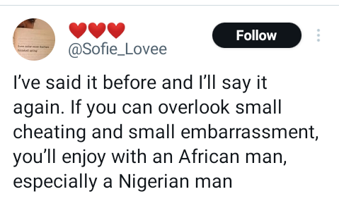In the event you can overlook small dishonest and small embarrassment, youâll get pleasure from with a Nigerian man