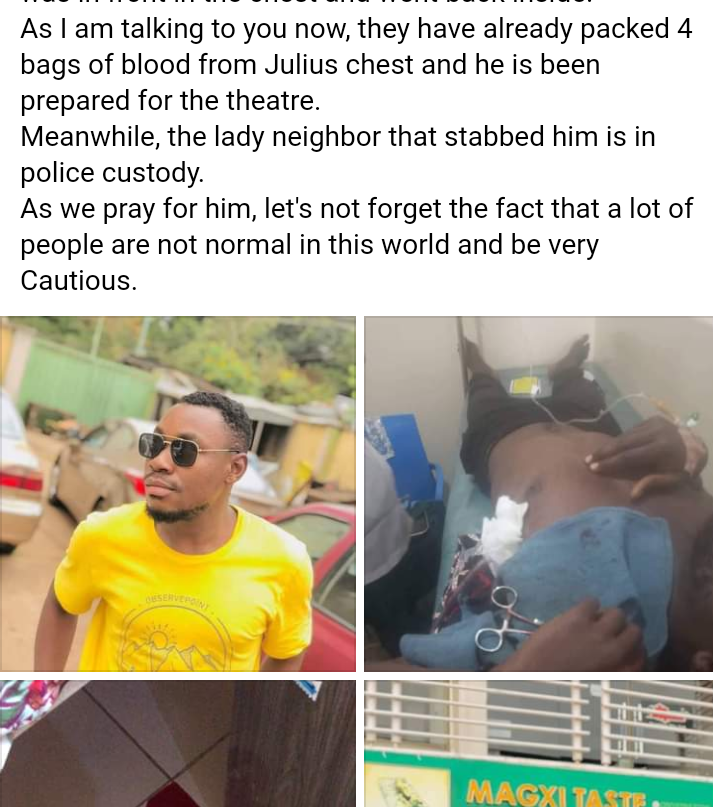 UNIJOS pupil combating for all times after being stabbed by feminine neighbour for ‘making noise’