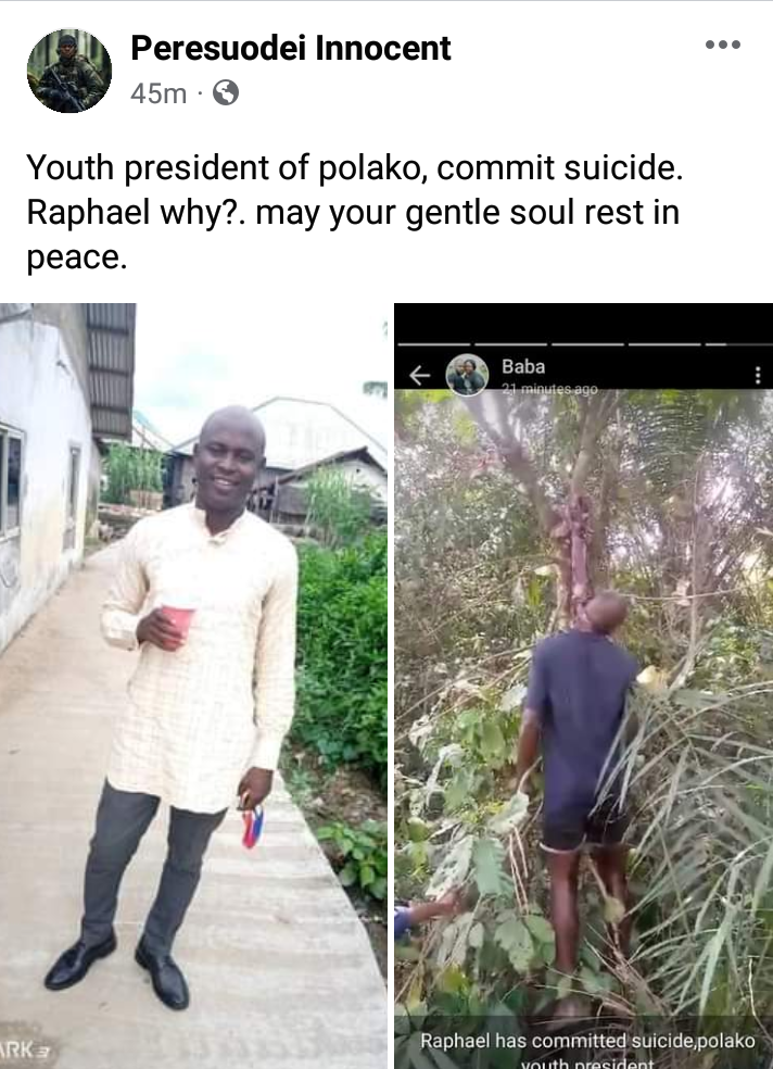Bayelsa group youth president reportedly commits suicide