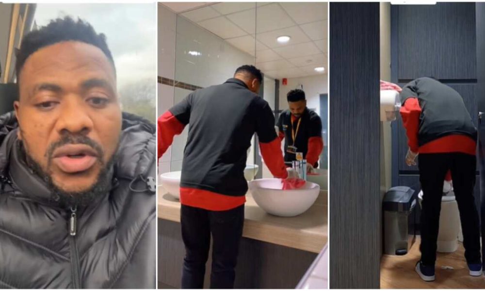 Nigerian man relocates to UK, will get cleansing job, washes bathroom with satisfaction, many individuals speak