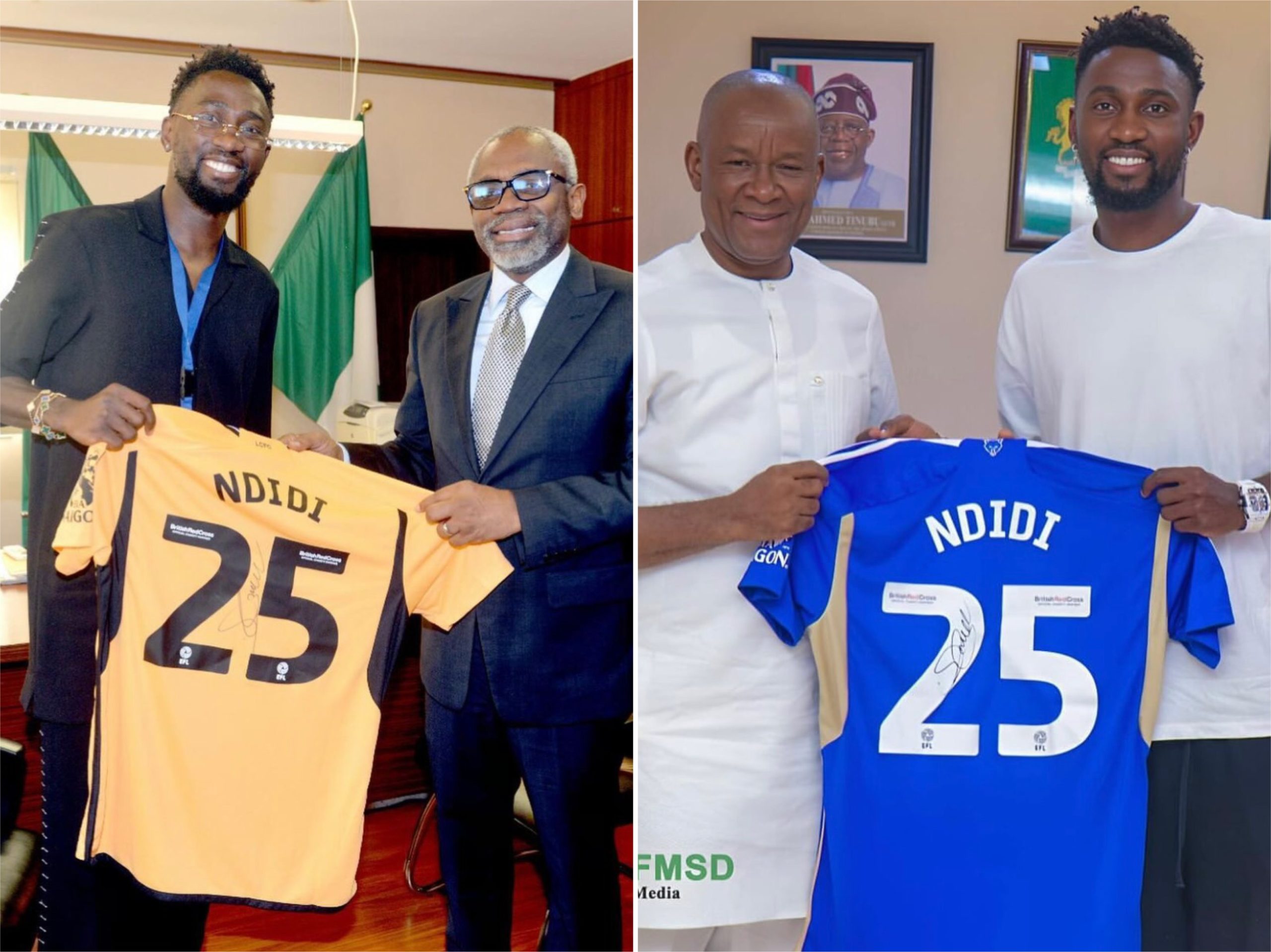 Pictures: Wilfred Ndidi pays courtesy go to to Chief of Employees of the federation Honorable Gbajabiamila and Minister of Sports activities John Enoh