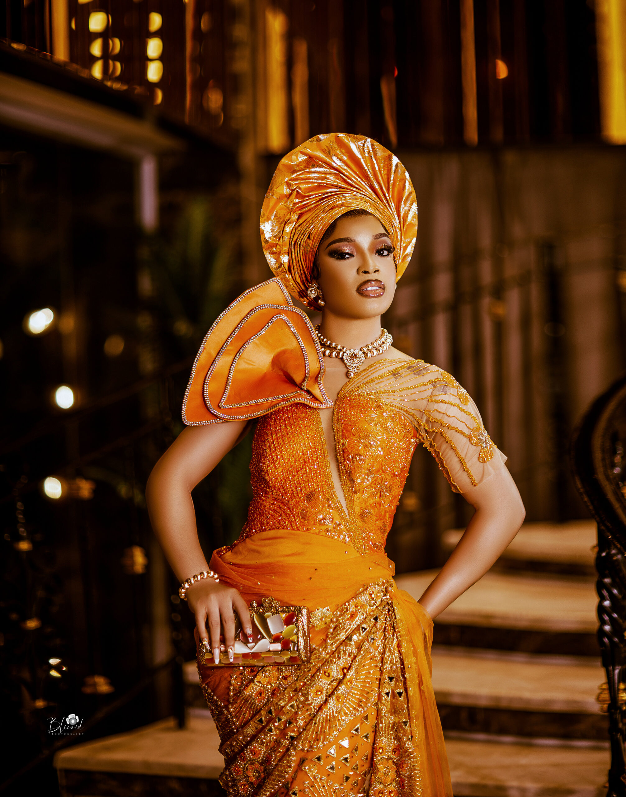 Go Orange & Elaborate On Your Igbo Trad With This Magnificence Look