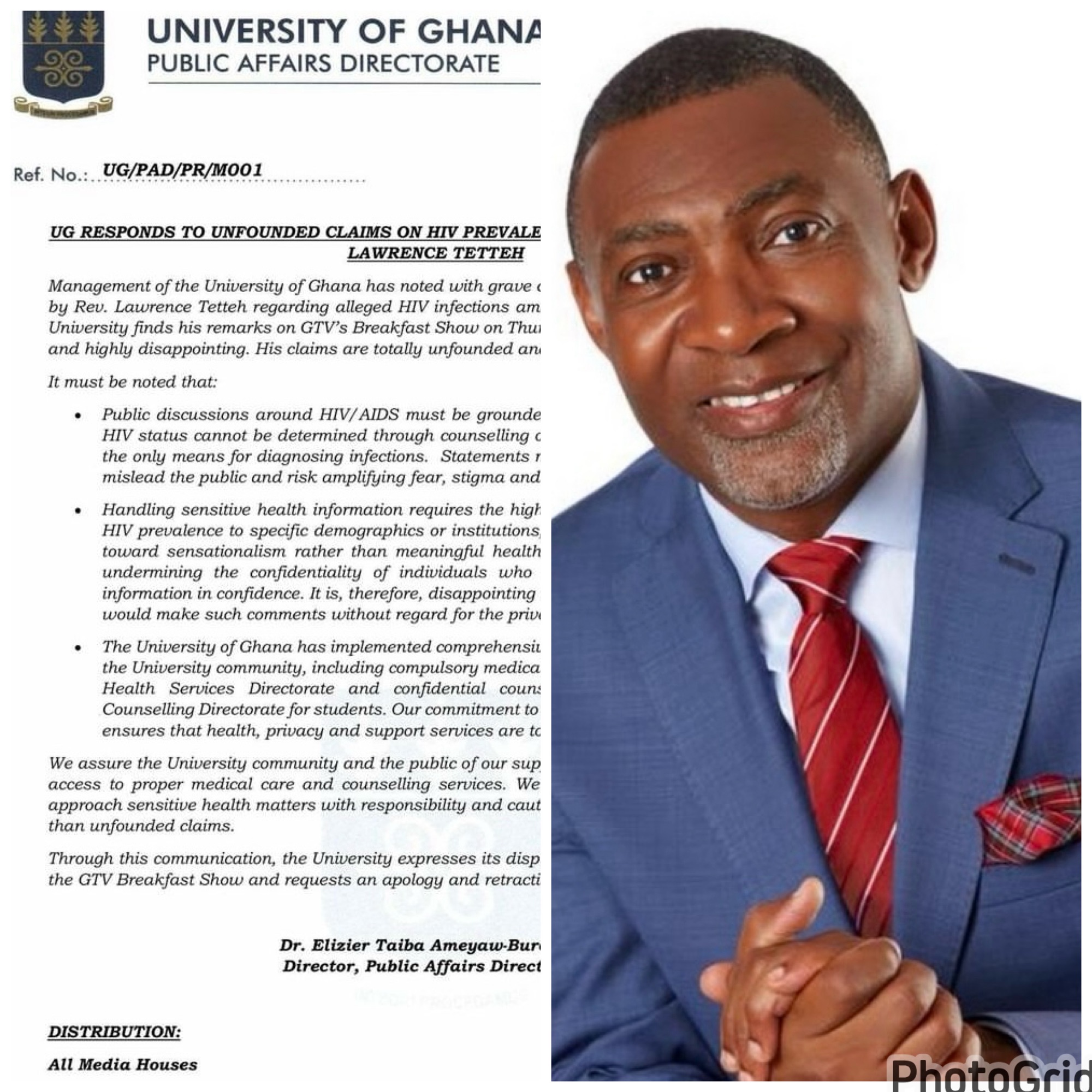 College Of Ghana Responds To Rev. Lawrence Tetteh’s Claims Of Excessive HIV Charges, Calls for Retraction and Apology