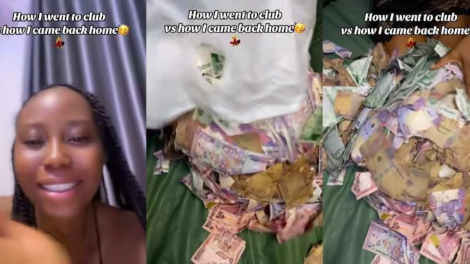 Girl flaunts money picked up at nightclub in viral video