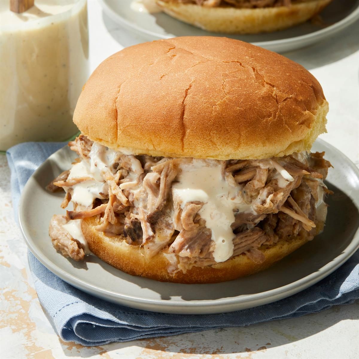 Pulled Pork Sandwiches with White Barbecue Sauce