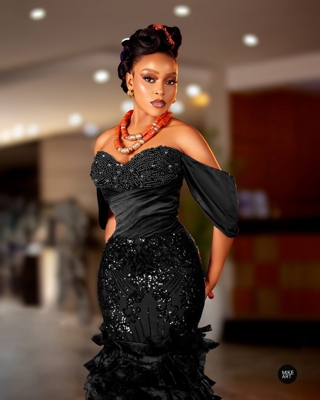 This Alluring Magnificence Look is Your Cue To Rock Black on Your Igbo Trad!
