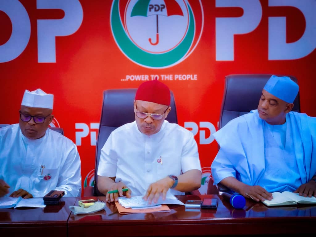 PDP Performing Nationwide Chairman, Amb. Umar Iliya Damagum, Leads Essential Assembly with State Chairmen