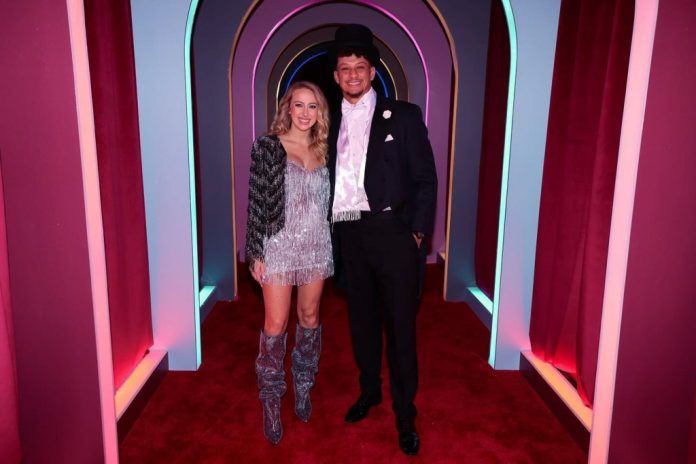 Patrick and Brittany Mahomes costume up as Taylor Swift and Travis Kelce at Eras Tour-themed costume get together