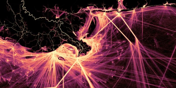 These beautiful photos hint ships’ routes as they transfer