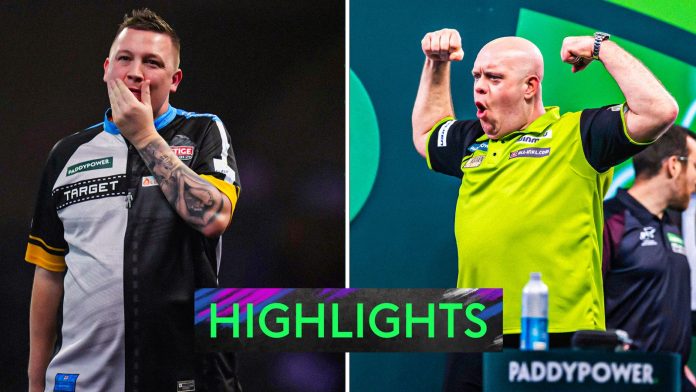 Highlights of the World Darts Championship semi-final match between Michael van Gerwen and Chris…