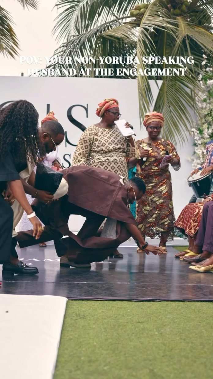 Language Was Not a Barrier For This Groom – See His Response After His Yoruba Trad