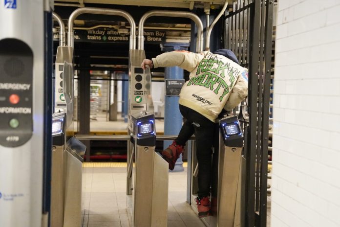 NYC fare evader vaults over MTA’s new turnstile spikes at subway station lower than 36 hours after set up: ‘Don’t give a f–okay’