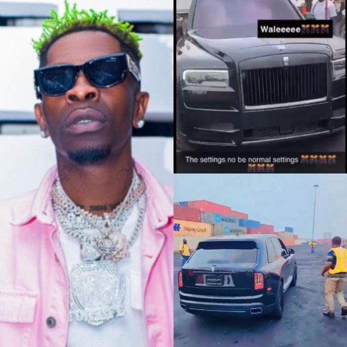 Shatta Wale Mocks Stonebwoy and Sarkodie as New Rolls Royce Cullinan Touches Down at Tema Port