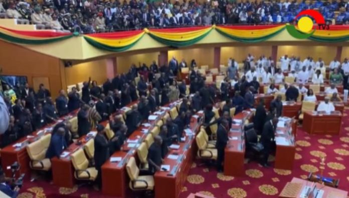 Gyimii Sei Aaa Na 4 Years Aba – Social Media Reacts to Video of NPP Minority Singing ‘Odi Dumsor Aba’ in Parliament Throughout SONA
