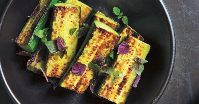 Charred Cucumber and Shiso Fast Pickles