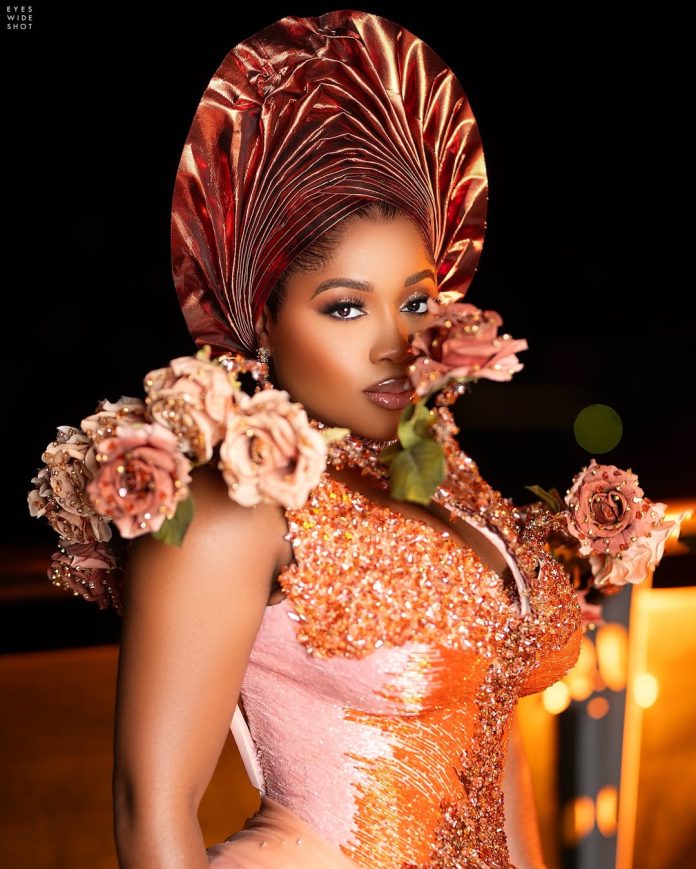 Veekee James Is Serving Peach Excellent Bridal Inspo for a Head-Turning Trad Wedding ceremony Slay