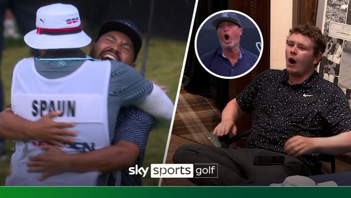 US Open: JJ Spaun putt sparks wild celebrations! | Bob MacIntyre left stunned by winning moment