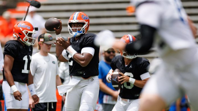 Florida football QB DJ Lagway throws in camp debut, still limited after summer calf injury