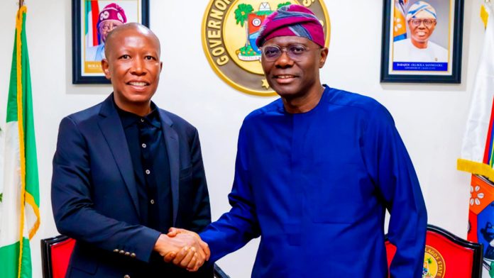 PHOTOS: South Africa Opposition Leader Malema Visits Sanwo-Olu