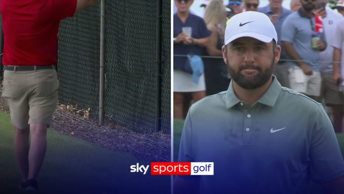 Scheffler somehow makes bogey after hitting opening shot out of bounds!