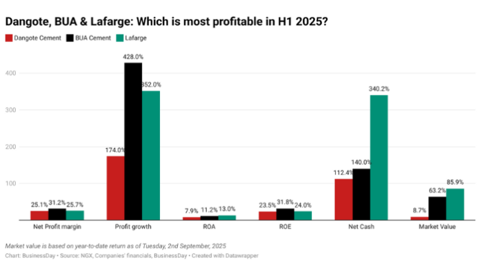 Dangote, BUA, Lafarge: Which is the most profitable in H1 2025?