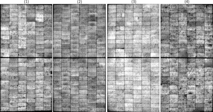 Self-powered electroluminescence for daylight PV system inspection