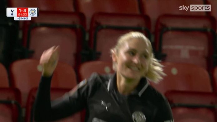 Laura Coombs rounds off a prolific night for Manchester City as she adds a fifth for the away side