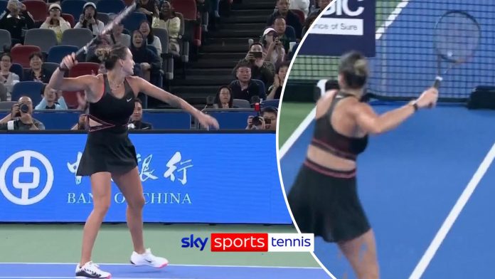 Wuhan Open: Aryna Sabalenka almost hits ball boy after launching racket in frustration