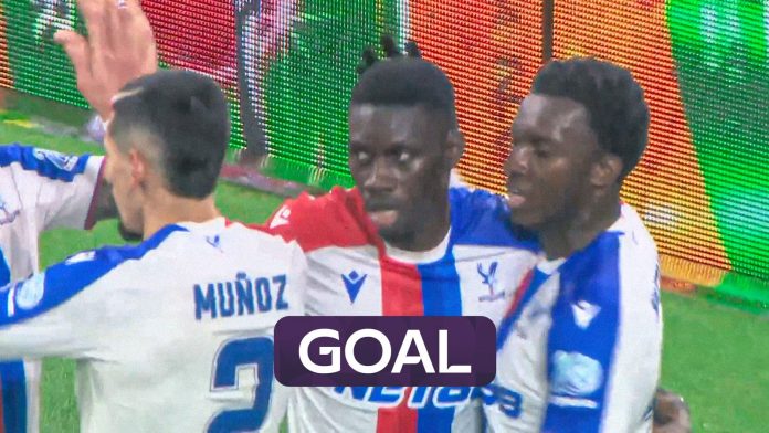 Ismaila Sarr puts Crystal Palace in front against Liverpool with a composed finish