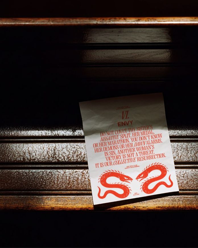 Among Equals unveils powerful new identity for SIN, a South London run club reclaiming the night for women