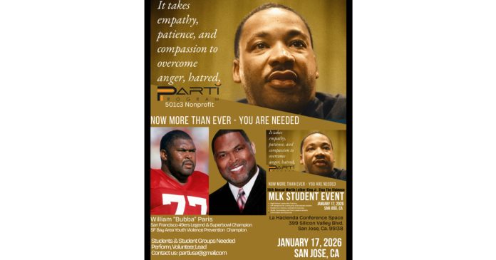 3 Time Super Bowl Champion support Bay Area Youth as the Host of the PARTI Program 26th Annual Martin Luther King Jr. Stop the Violence Event on January 17, 2026