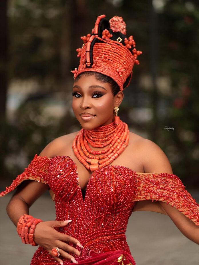 Beads, Gold Sequins and More! This Edo Bridal Look Will Elevate Your Trad Slay