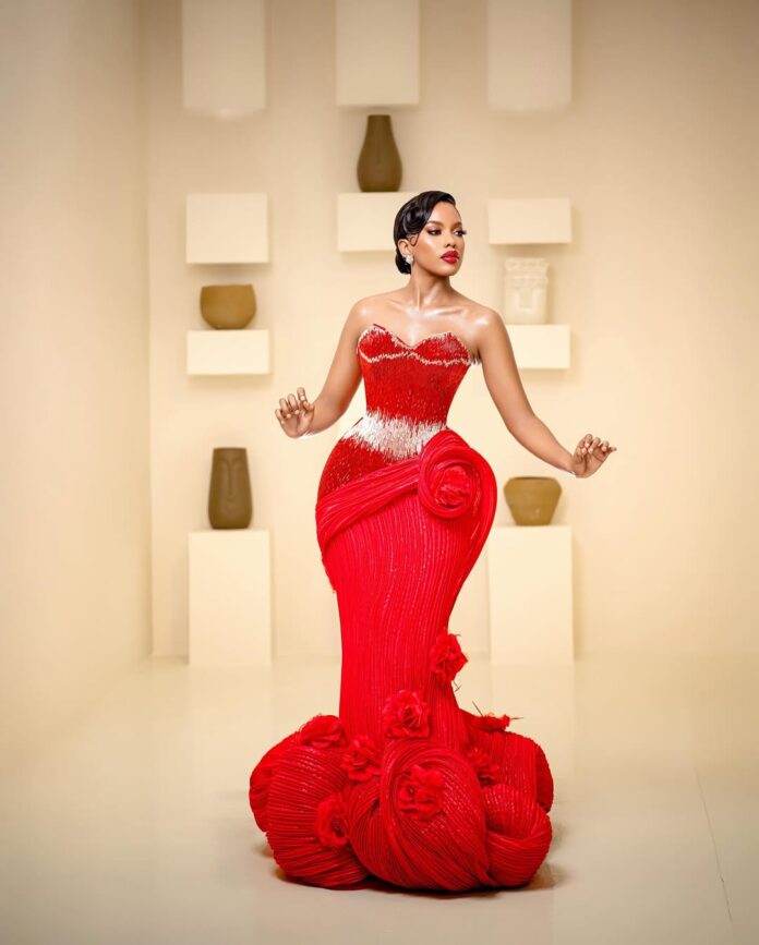 Bloom Into Your Most Radiant Self With This Red Reception Look on Rosy Manfere