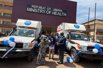 WHO strengthens emergency care in Liberia with handover of medically equipped ambulances and life-saving medical equipment and supplies