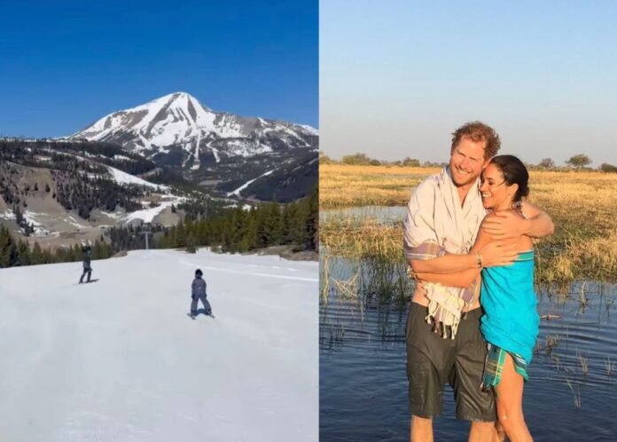 ‘My boys’: Meghan shares rare clip of Prince Harry skiing with son