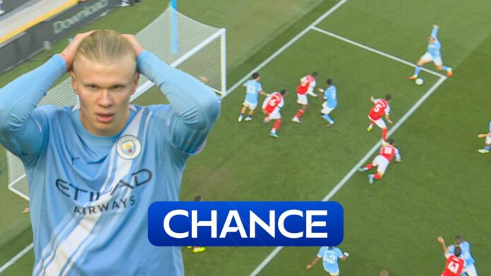 Man City vs Arsenal: Erling Haaland hits the post against Gunners