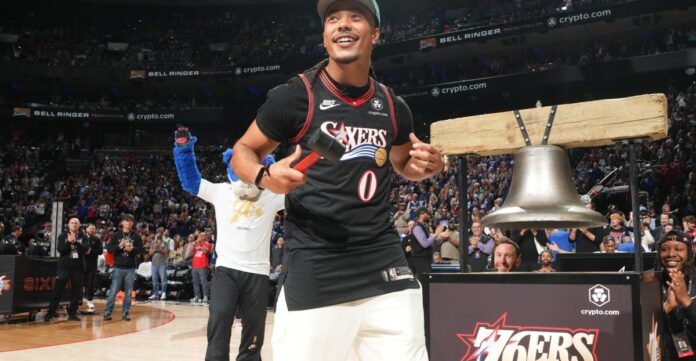 Newest Eagles Jonathan Greenard, Makai Lemon take in Sixers playoff game