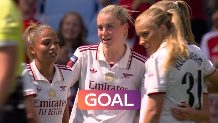 WSL: Alessia Russo rounds the keeper to score Arsenal’s third against Villa